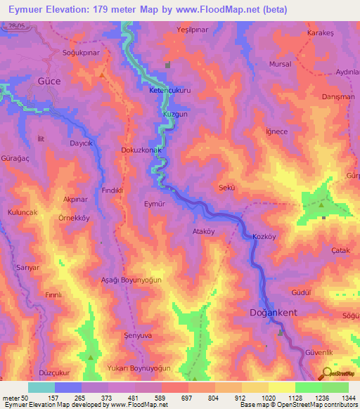 Eymuer,Turkey Elevation Map