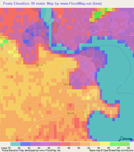 Posta,Romania Elevation Map