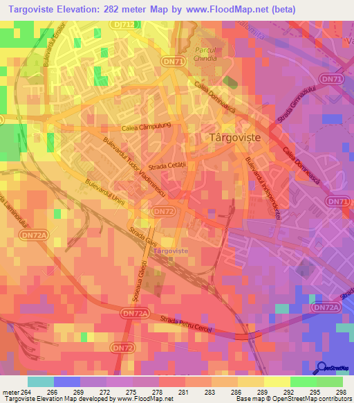 Targoviste,Romania Elevation Map