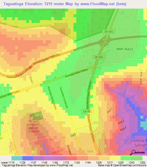 Taguatinga,Brazil Elevation Map