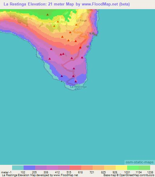 La Restinga,Spain Elevation Map