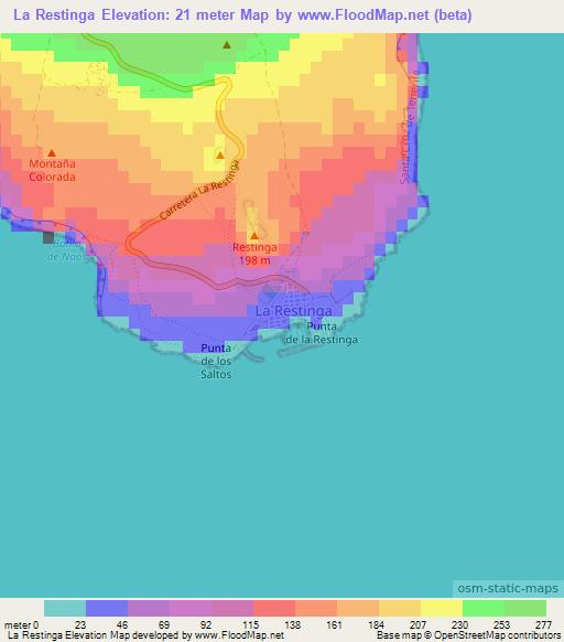 La Restinga,Spain Elevation Map