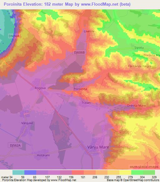 Poroinita,Romania Elevation Map