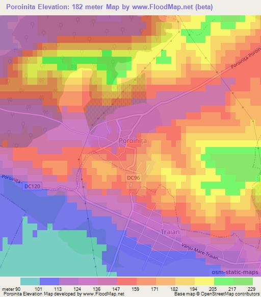 Poroinita,Romania Elevation Map