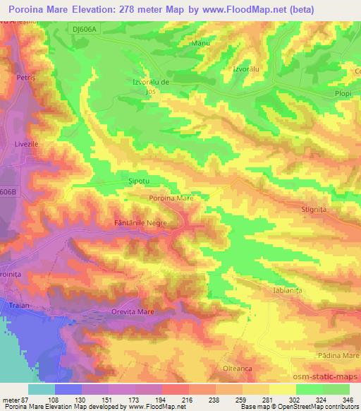 Poroina Mare,Romania Elevation Map