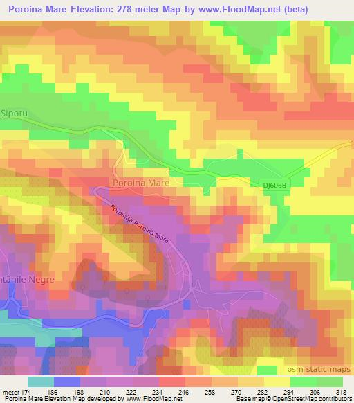 Poroina Mare,Romania Elevation Map