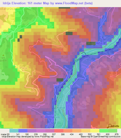 Idrija,Slovenia Elevation Map