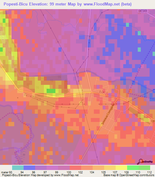 Popesti-Bicu,Romania Elevation Map