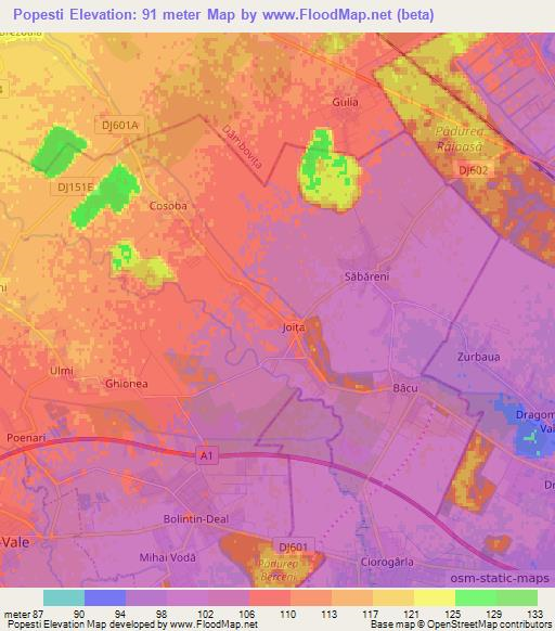 Popesti,Romania Elevation Map