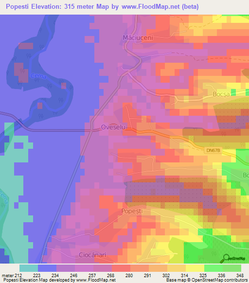 Popesti,Romania Elevation Map