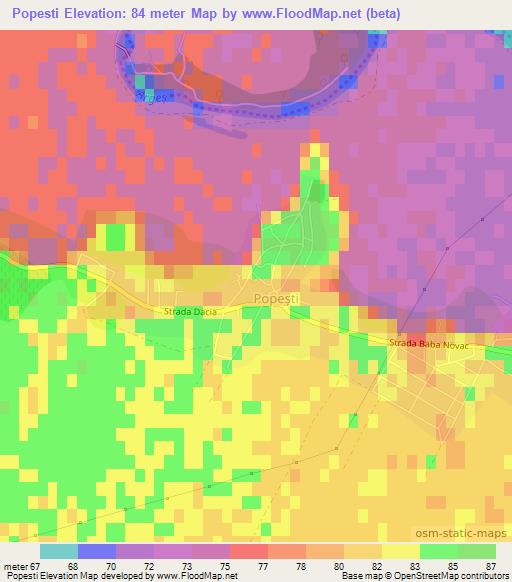 Popesti,Romania Elevation Map