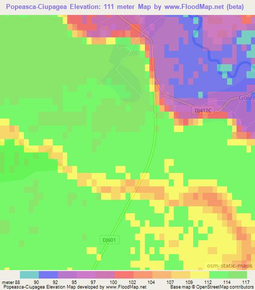 Popeasca-Ciupagea,Romania Elevation Map