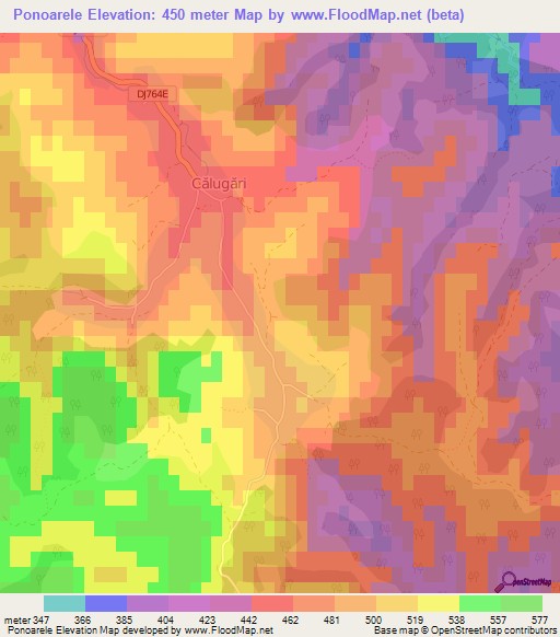 Ponoarele,Romania Elevation Map