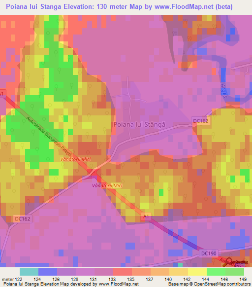 Poiana lui Stanga,Romania Elevation Map