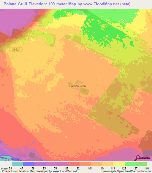 Poiana Gruii,Romania Elevation Map