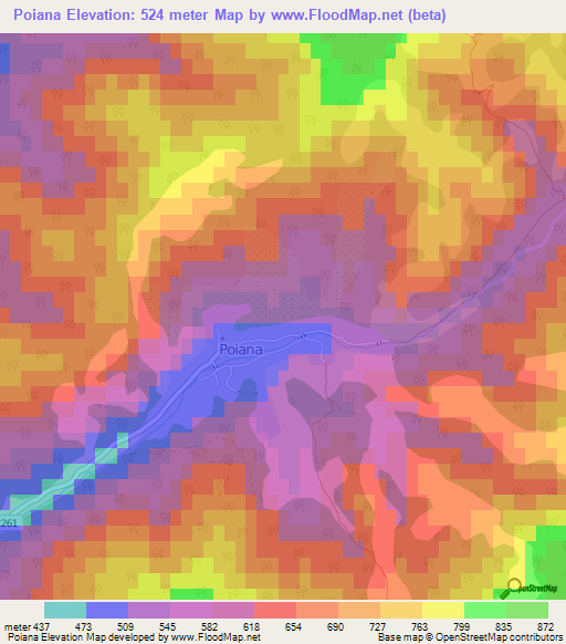 Poiana,Romania Elevation Map