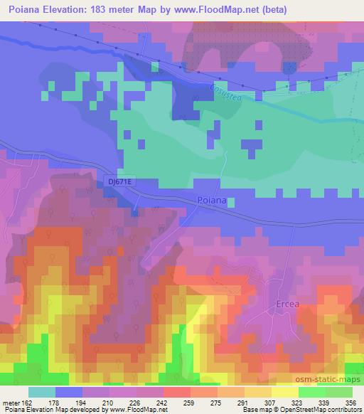 Poiana,Romania Elevation Map