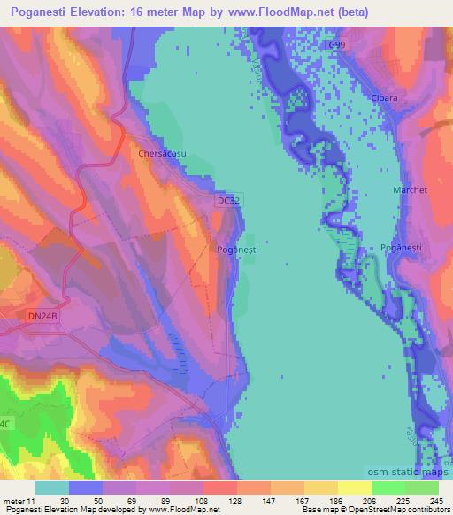 Poganesti,Romania Elevation Map