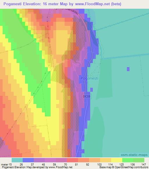 Poganesti,Romania Elevation Map