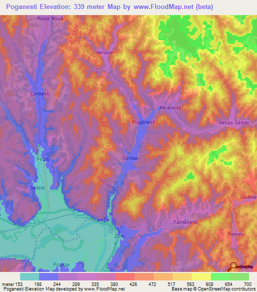 Poganesti,Romania Elevation Map