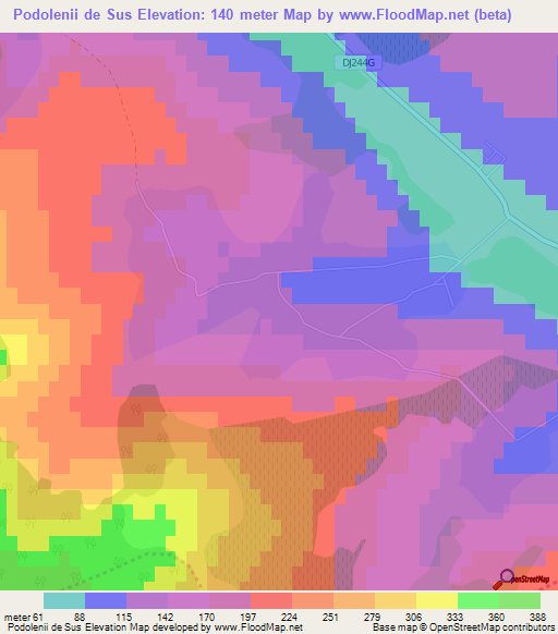 Podolenii de Sus,Romania Elevation Map