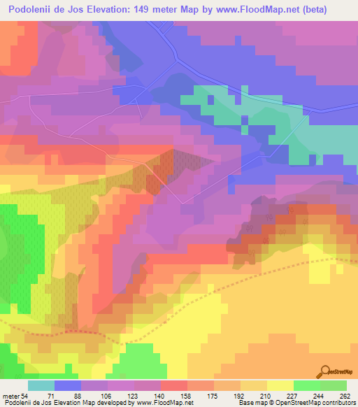 Podolenii de Jos,Romania Elevation Map