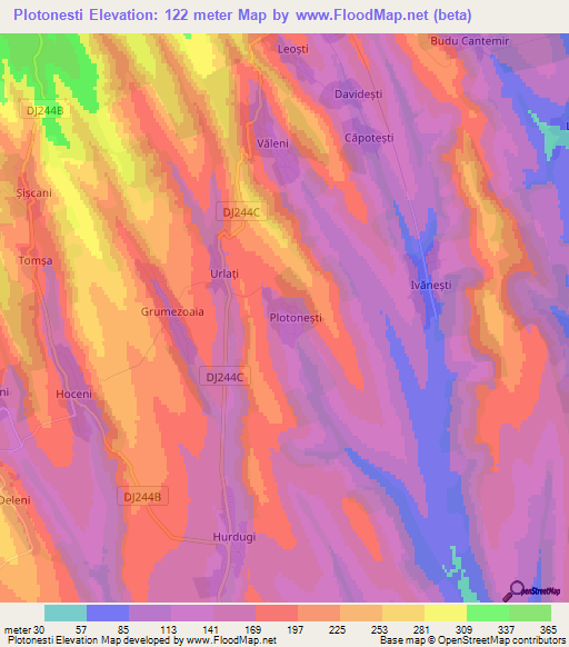 Plotonesti,Romania Elevation Map