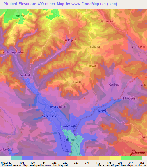 Pitulasi,Romania Elevation Map