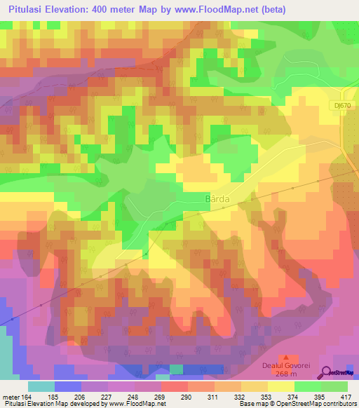 Pitulasi,Romania Elevation Map