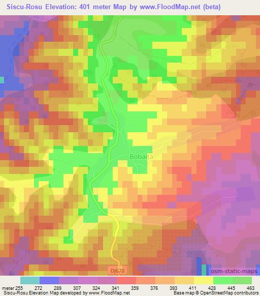 Siscu-Rosu,Romania Elevation Map