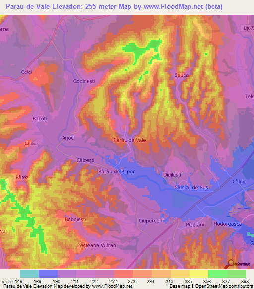 Parau de Vale,Romania Elevation Map