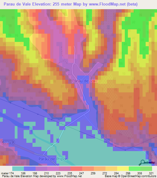 Parau de Vale,Romania Elevation Map