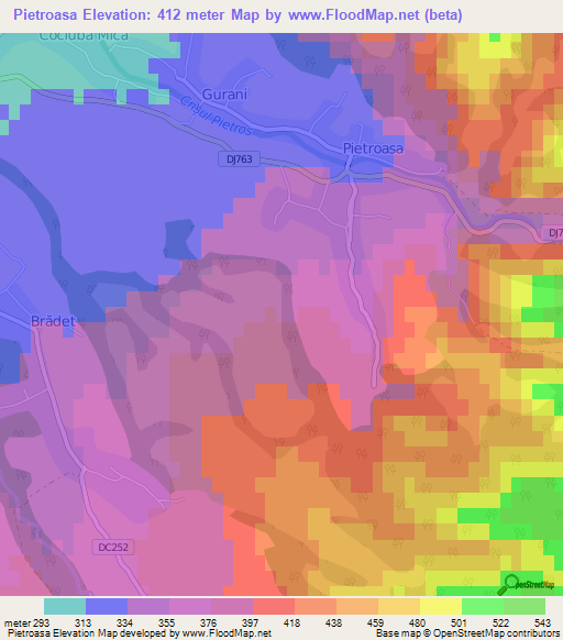 Pietroasa,Romania Elevation Map