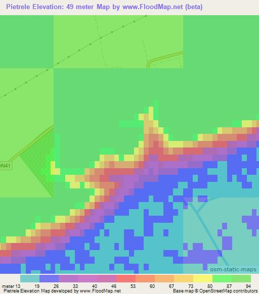 Pietrele,Romania Elevation Map