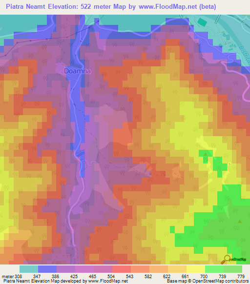 Piatra Neamt,Romania Elevation Map