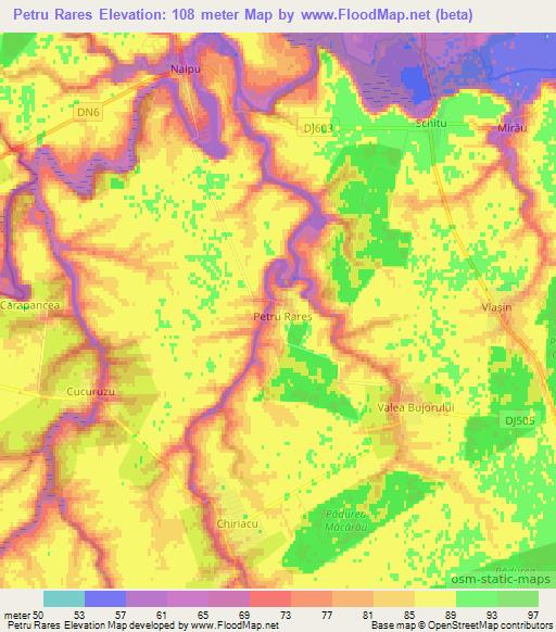 Petru Rares,Romania Elevation Map