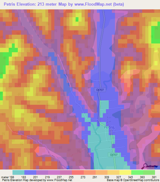 Petris,Romania Elevation Map