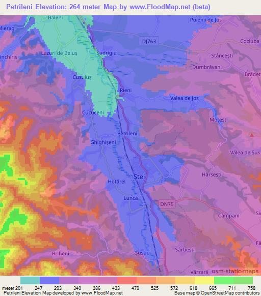 Petrileni,Romania Elevation Map