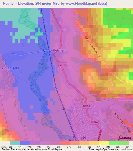 Petrileni,Romania Elevation Map