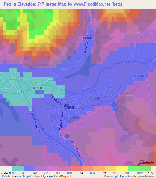 Petrila,Romania Elevation Map