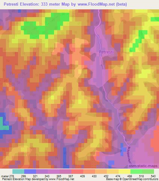 Petresti,Romania Elevation Map