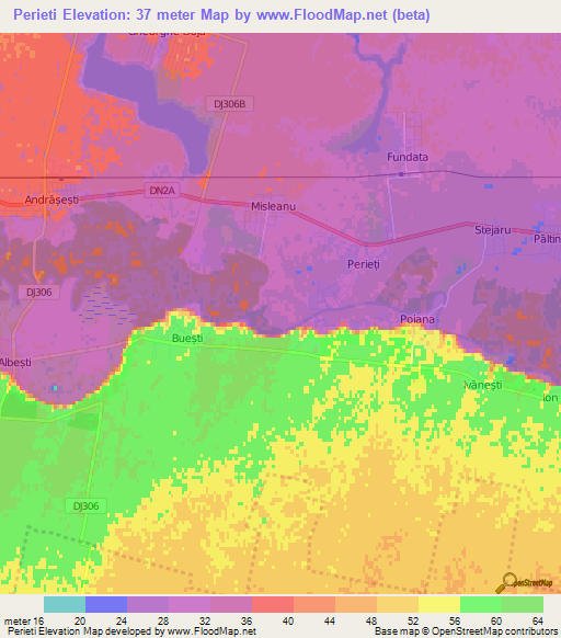 Perieti,Romania Elevation Map