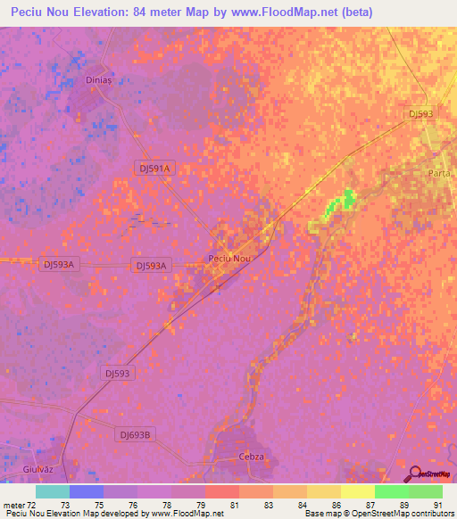 Peciu Nou,Romania Elevation Map