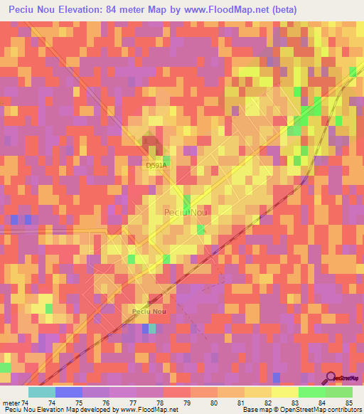 Peciu Nou,Romania Elevation Map