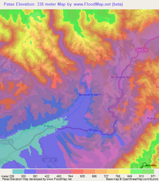 Patas,Romania Elevation Map