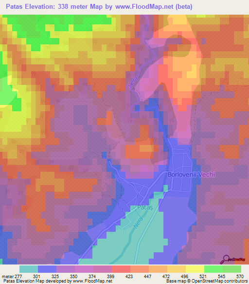 Patas,Romania Elevation Map