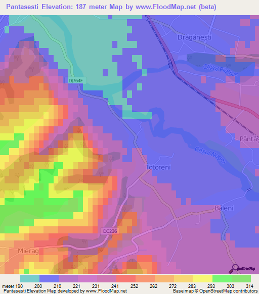 Pantasesti,Romania Elevation Map