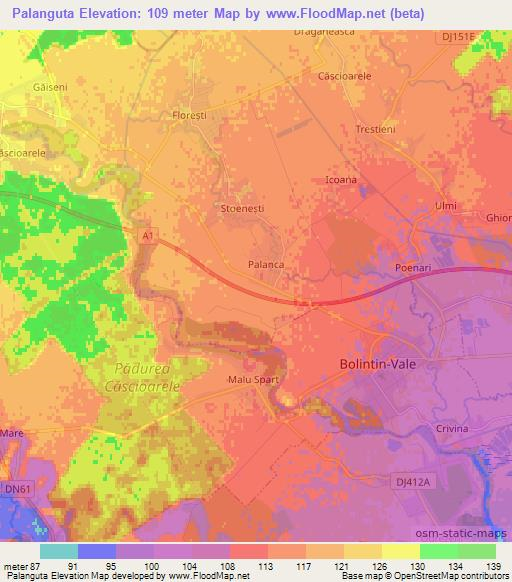 Palanguta,Romania Elevation Map