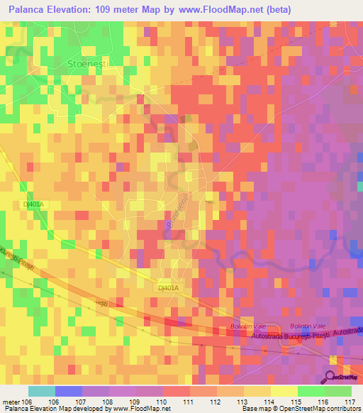 Palanca,Romania Elevation Map