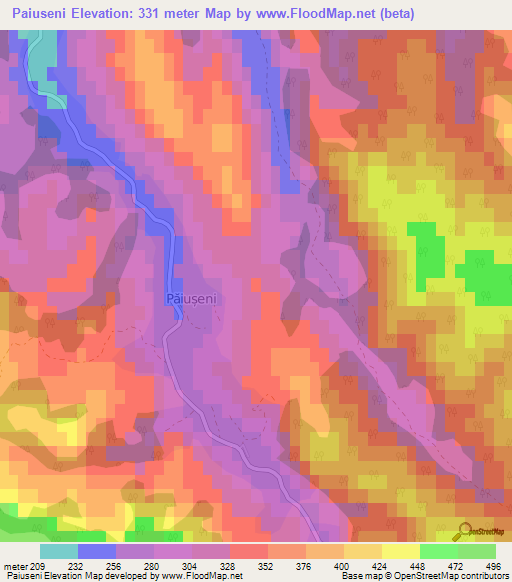 Paiuseni,Romania Elevation Map